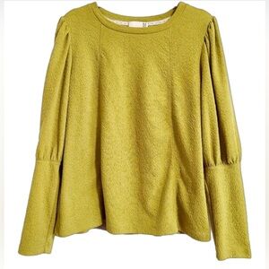 Anthropologie Ro & De textured crew neck blouse green chartreuse size S
